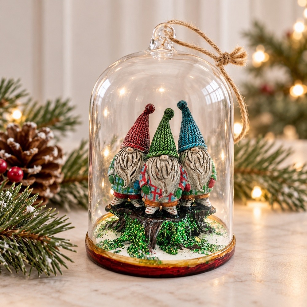 Pottery Barn Gnome Cloche Christmas Ornament 2020 Glass NWT Discontinued